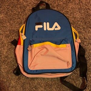 Fila Blue and Pink Backpack with Yellow Accents
